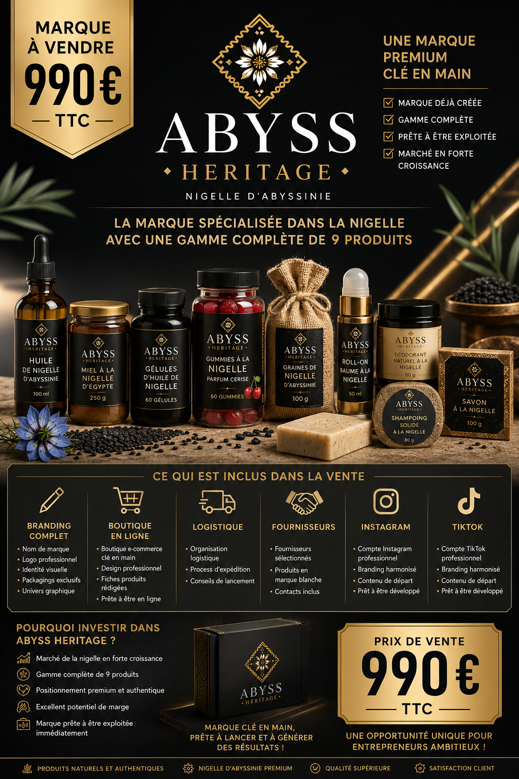 ABYSS HERITAGE — Votre marque spécialisée dans la nigelle, clé en main