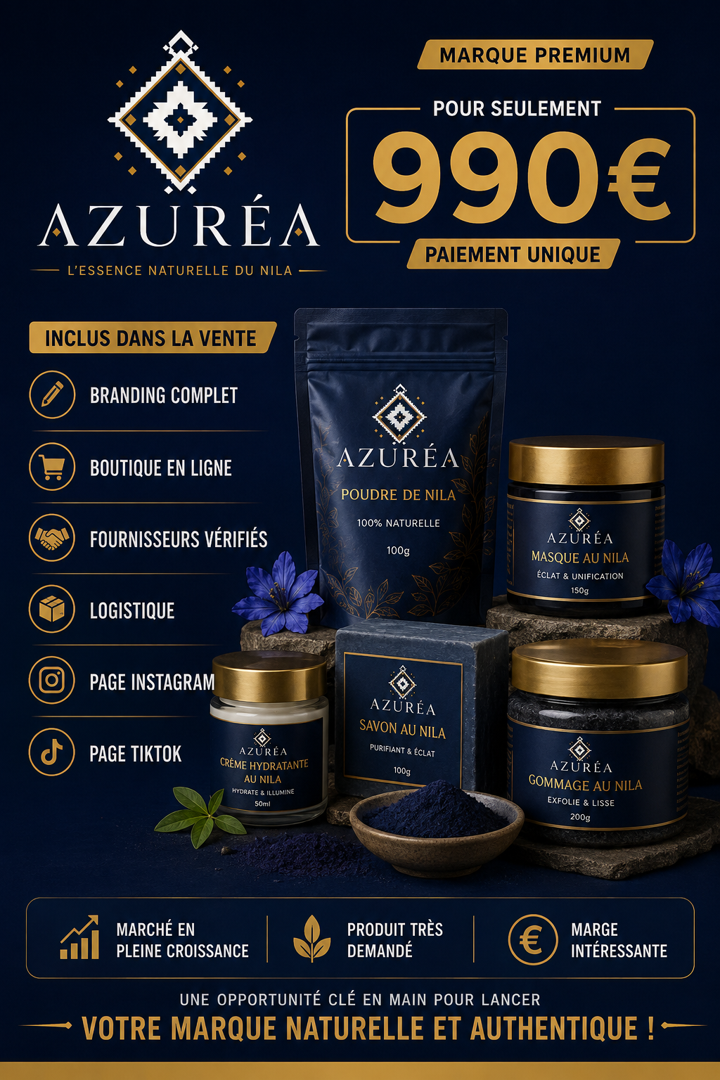 AZURÉA — Votre marque de cosmétiques au Nila, clé en main